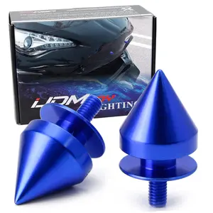 iJDMTOY Universal Fit Blue Aluminum Bumper Protector Spikes Fit Car SUV Truck Front Bumper License Plate Mounting Holes