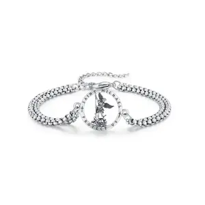 S925 Sterling Silver Saint Michael Charm Bracelet for Men and Women with Engraving