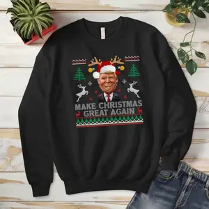Make Christmas Great Again Sweatshirt, Donald Trump Christmas Sweater, Winter Gift For Donald Trump Lovers, Holiday Trump Long Sleeve Shirt