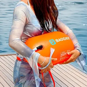 Outdoor swimming PVC inflatable lifebuoy with towing buoy, adjustable design, suitable for swimmers, triathletes, kayakers, snorkelers, swimming rally buoy, for safer swimming training