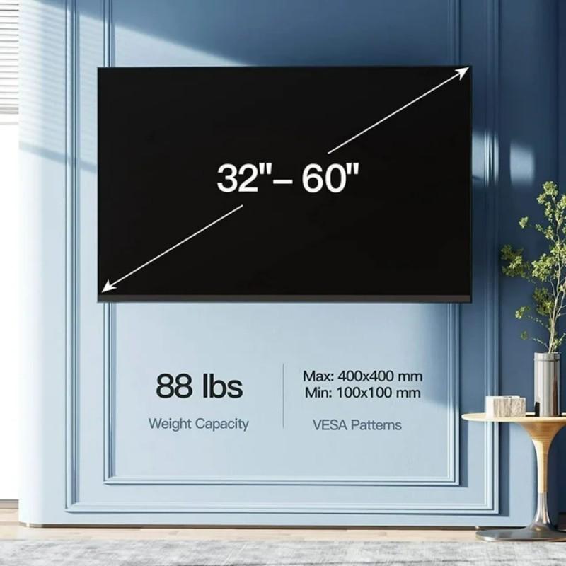 Universal Full Motion TV Wall Mount Bracket - Fits 26-55 Inch Samsung, Vizio, Sharp, TCL HDTVs - Adjustable, Swivel, Tilt, and Leveling - Black
