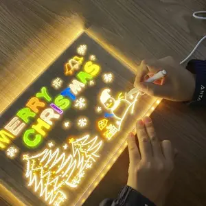 The Christmas gift acrylic board night light transparent luminous display stand is suitable for offices, homes or schools, with 7 colored pens powered by USB