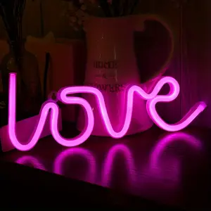 Romantic Neon Sign Light, USB or Battery Powered, Dual Power, Bedroom Background Atmosphere Lamp, Wedding Anniversary Birthday Party Decor