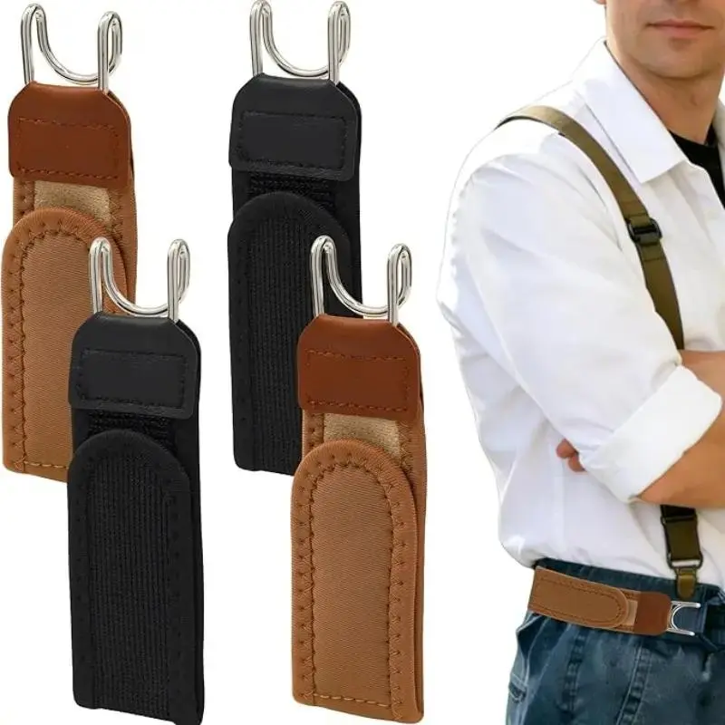 2-Pack Invisible Elastic Belt Buckle – Soft Adjustable Side Straps, No-Sew Waist Tightener for Jeans & Pants, Unisex Trousers Clip Hacks, Non-Slip Durable Metal Clasp