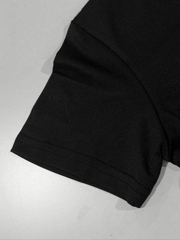 Women's Cat & Deftones Print Round Neck Tee, Y2K Style Tight-fitting Short Sleeve T-shirt for Daily Wear, Ladies Summer Outfit, Top