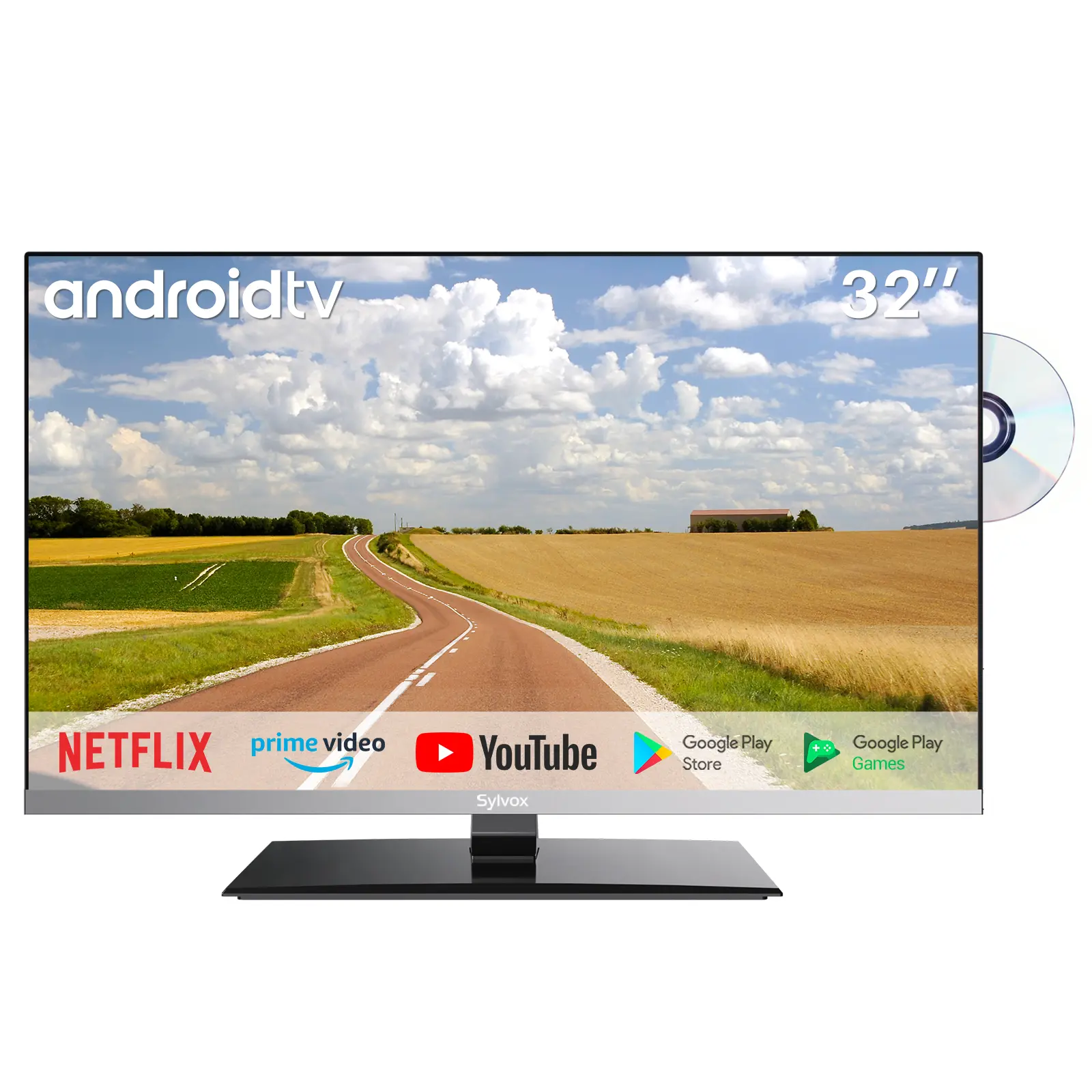 SYLVOX Smart RV TV, 32 inch TV with Built-in DVD Player, 12 Volt TV for RV Camper 1080P FHD, Android System Free Download APPs, Support WiFi Bluetooth, 2 HDMI & 2 USB, AC/DC Powered summerwins