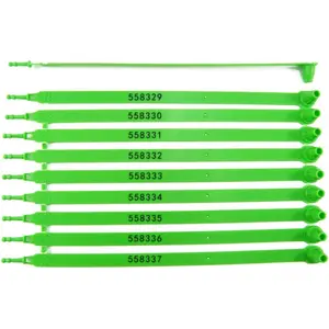 100 Numbered Plastic Security Tamper Proof Trailer Seals - Shipping Tags for Truck and Container (Green)