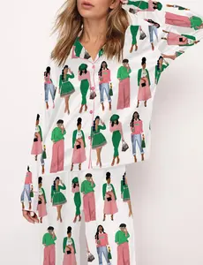 AKA Sisterhood Satin Pajama Set For Women – Soft Silky Sleepwear, Cozy Bookish Loungewear, Perfect Present for Fantasy Lovers - Gift Shirt on Mother Day