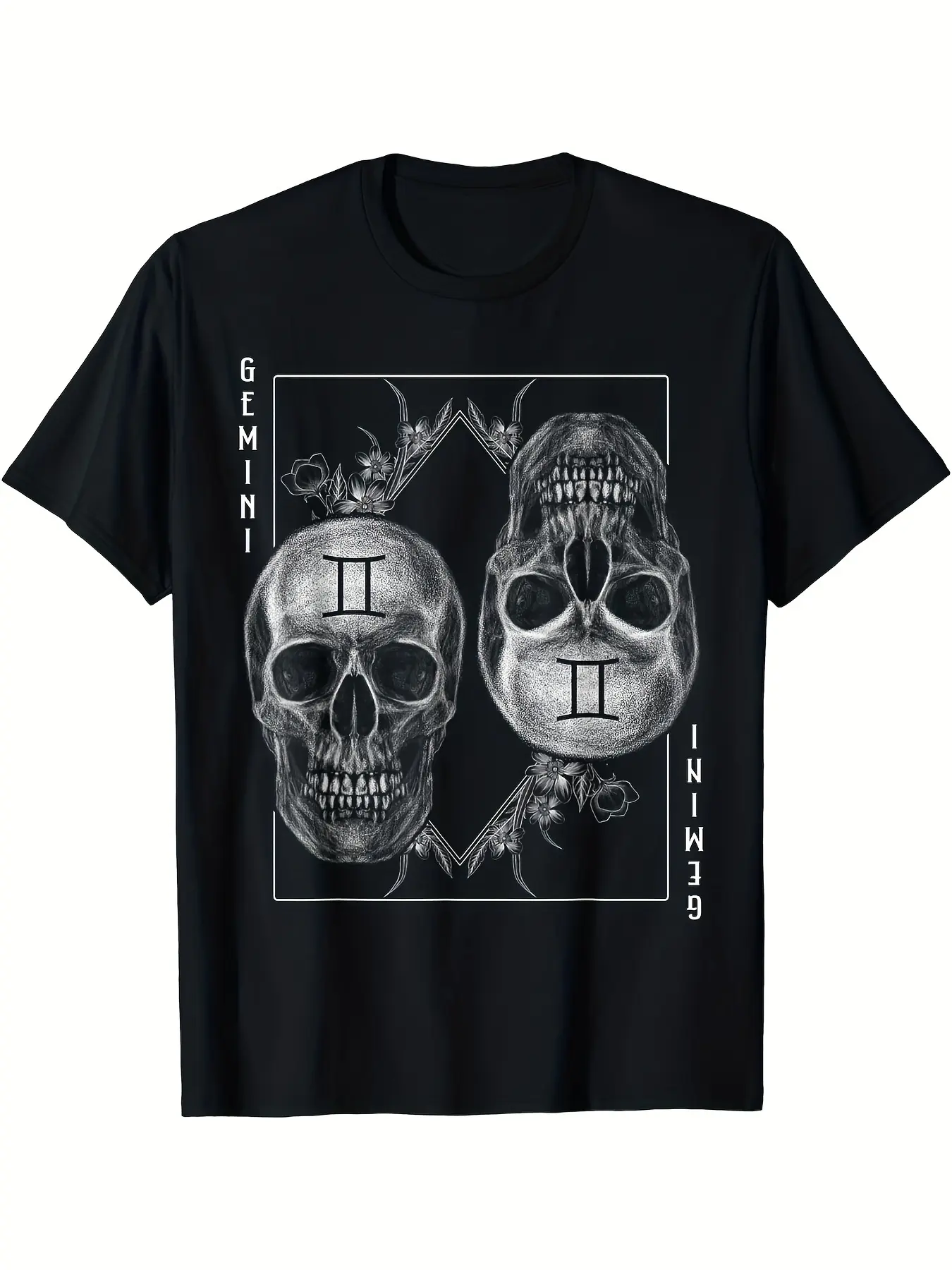 Gemini Witchcraft Constellation Art Skull T-Shirt, Cute, Men T-Shirt, home leisure, for adults, street casual look, Black Friday, durable cotton feel, Thanksgiving