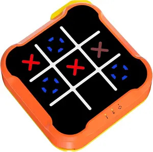 Electronic Tic Tac Toe Game Console Battery Powered Educational Toy for Home Entertainment Party Portable Handheld Compact Four in One Board Game Memory Flash Mode
