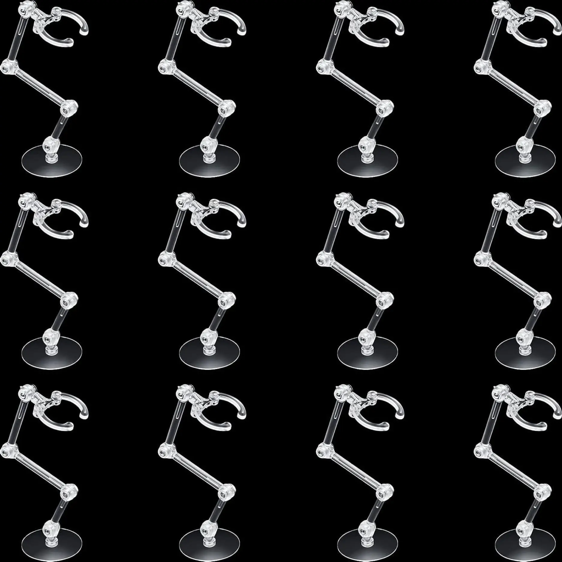 12PCS Transparent Action Figure Display Stands, Adjustable Doll Support Holders for Action Figures, Anime Figures, Model Toys & Collectibles