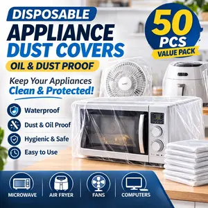 50 Extra-Large Thick Disposable Dust Covers with Elastic Edges - And Durable PE Plastic, Suitable for Storing Kitchen Appliances And Electronic Devices, Home Care Supplies