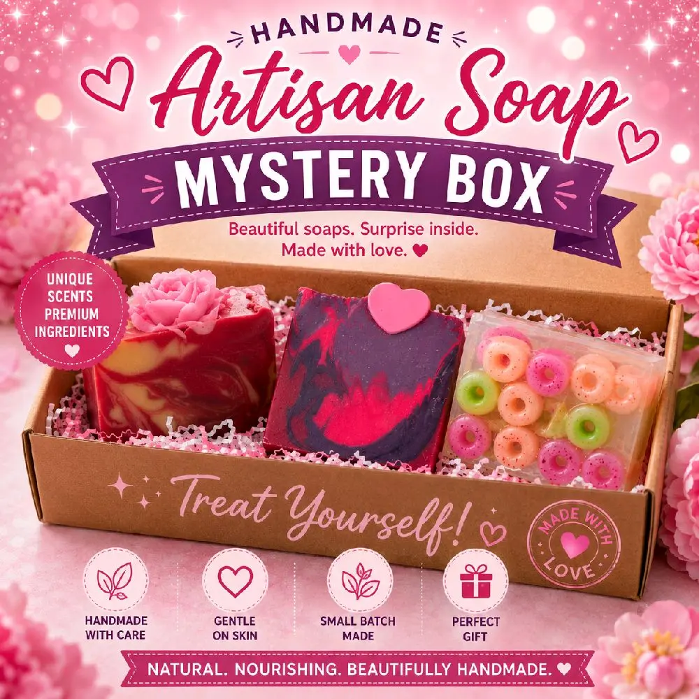 Handmade Artisan Soap Mystery Box. 3 or 5 Handmade Organic Soap Bars (Cold Process & Goat Milk Soap). All Natural Soap Bars Body Care