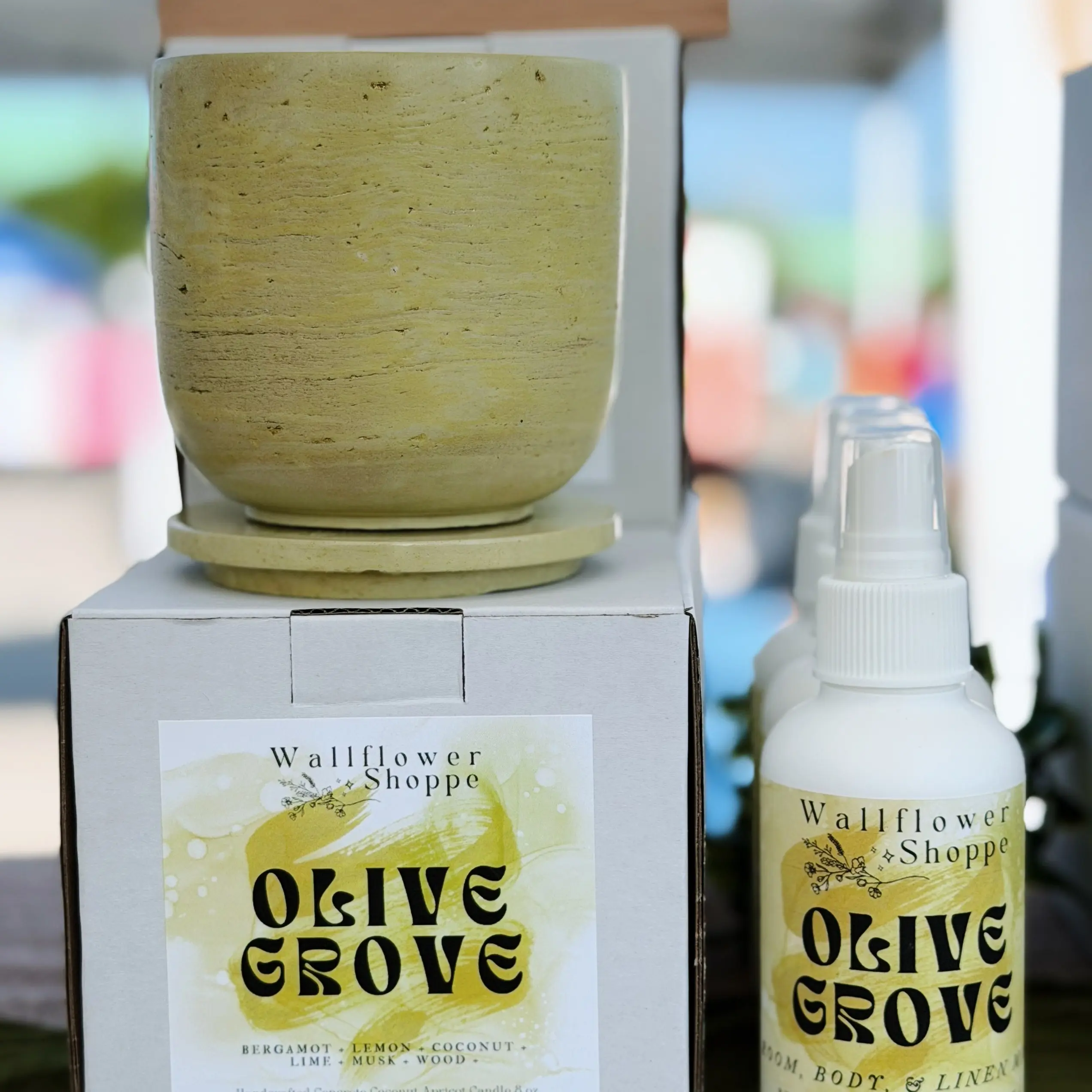 Olive Grove Concrete Candle, Fragranced, Creamy Wax, Smooth Finish, Decor Piece for Home Lighting