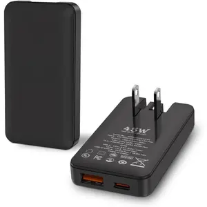 45W Flat USB C Charger Block, 2-Port Wall Charger with Foldable Plug for Travel with PD 3.0 and GaN, Super   for  17/16,iPad Air,Galaxy S24/S23,Black