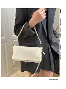 Elegant Textured Design Ladies Crossbody Bag, Fashion Chain Flap Square Bag, Casual Trendy Multifunctional High-Quality Commuter Bag, Crossbody Shoulder Bag