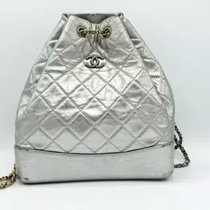Pre-owned CHANEL leather Backpacks Silver Gabrielle Backpack Small