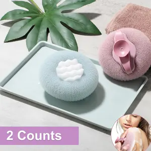 2 Counts 2-in-1 Sunflower Suction Cup Bath Ball, Random Colors Super Soft Bath Sponge, Gentle Exfoliating for Men and Women