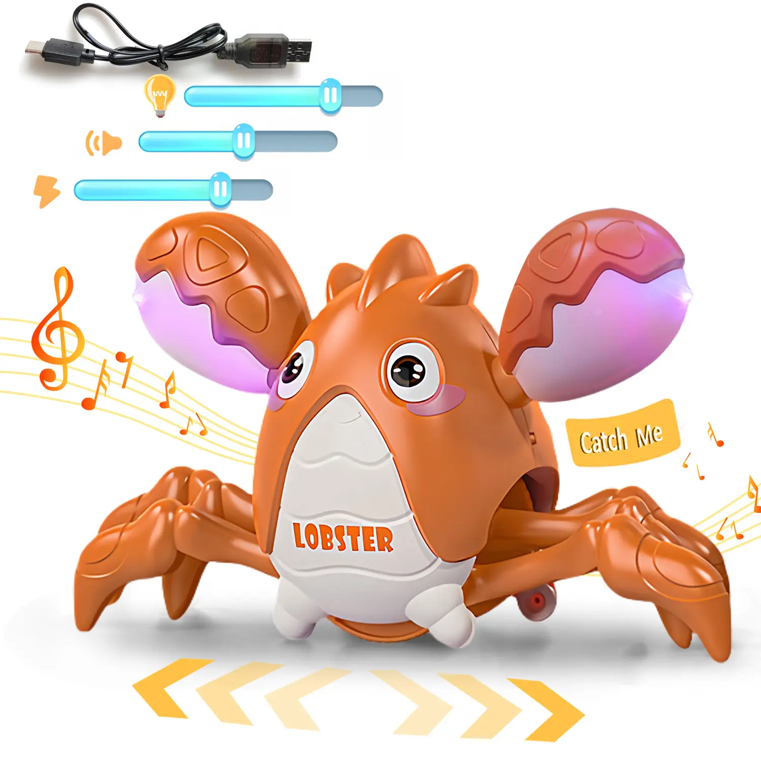 Musical Toy -Crawling Lobster Toy Sensory Tummy Time Toys, Light-up Walking Dancing Moving Toys Learning Development Play