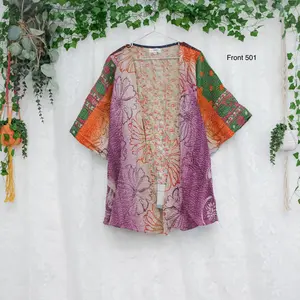 Vintage Kantha Kimono, Oversized Handmade Cotton Duster, Upcycled Short Robe, Handstitched Vintage Coat, Loose Handmade Jackets, Boho Fashion, Vintage Fashion