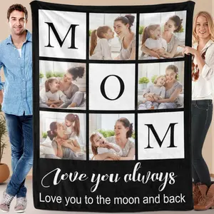 Monthers Day Gifts for Mom from Daughter Son Customized Blanket with Photo Personalized Blankets for Mother's Day Birthday,Happy Birthday Decorations for Woman,Gifts for Women Birthdays Unique, Womens Bday Gift Ideas for Her Friend Mom Sister Grandma Wife