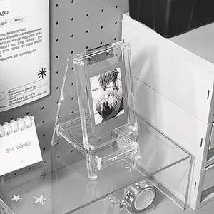 HD Clear Acrylic Frame Photocard Holder Display Stand 3-inch Cards Collection Storing Frames Desktop Showcase Shelf