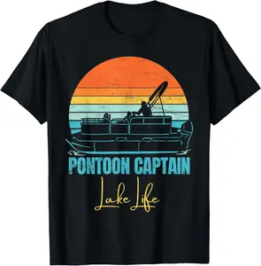 100%cotton Pontoon Boat Captain Lake Life T-Shirt