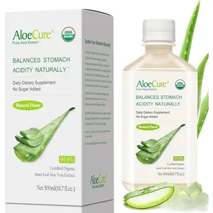 USDA Organic Aloe Vera Juice Made Within 12 Hrs Harvest Pure Aloe Juice Natural Digestive Supplement to Support Digestion, Immune System and Balanced Stomach Acidity, 500ml Bottle