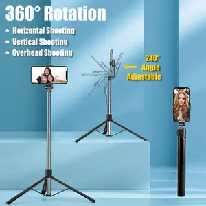 Selfie Stick Tripod 170cm/67 Inch with Wireless Remote Control Retractable 360 Degree Rotation Super Long Suitable for Mobile Phone