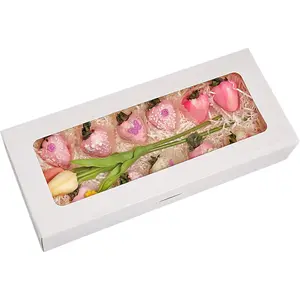 24-Pack 14" x 6" x 2.5" Cookie Boxes, Bakery Boxes with Window, Strawberry Boxes, Auto-Popup  Boxes for Strawberries, Cookies