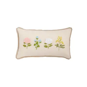 Lumbar Floral Embroidery Pillow