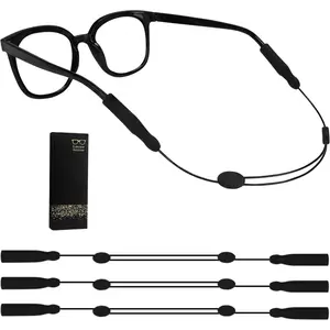 adjustable gles strap anti slip sungles for sports no tail holder cord with steel wire cable eyewear retainer 3 black