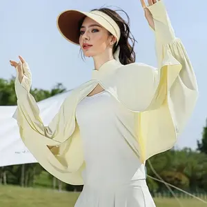 Summer Outdoor Sun Protection Shawl Women's Cycling Driving Sun Protective Blouse Cloak Breathable and Loose Long Sleeve Ice Silk Thin Coat Cold Feeling Outdoor Sun-Proof Clothes