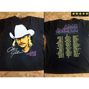 Vtg Alan Jackson On Tour Heavy Cotton Black All Size Men Women Shirt