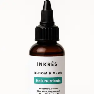 INKRĒS Bloom & Grow Hair Nutrients Mini Size Stimulates Hair Growth with Rosemary Cloves Aloe Vera Peppermint Olive Oil & Castor Oil for All Hair Types