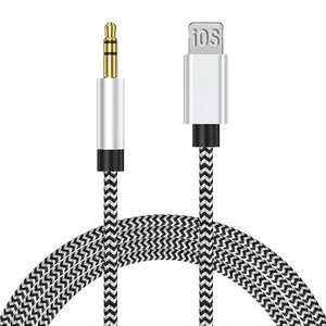 Aux Braided Audio Cable, Auxiliary Cord, Car Accessories, Type-C/lightning to 3.5mm Audio Jack, Compatible with iPhone 14/13/12/11 Pro Max Plus, 3.5mm Plug