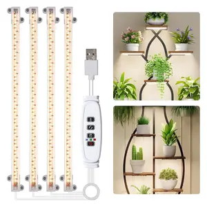 13 Inch 4 Head 3500k Full Spectrum Plant Growth Light Strip, Indoor Plants, 3/9/12 Hour Timer, 10 Dimming Levels, Greenhouse Hydroponics, Grow Lights