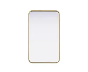 360 Stand MR8A1830BRA Elegant Modern Metal Iron Frame Rectangle Mirror, 18x30 in, Smooth Surface, Rounded Edges, Decorative Hanging Brass Home Decor