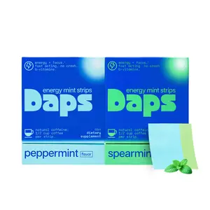 Daps Energy Mint Strips - Fast-Acting Energy + Focus, Sugar Free, Natural Caffeine, Vitamin B12, B7, & B6
