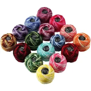 16 Rolls of Colorful  Thread Ball Crochet Embroidery Rainbow Color Sewing Thread for  Stitch Crafts(Style 1)