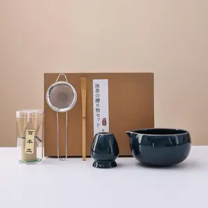 5pc Matcha Tool Set, Matcha Kit Set, Simple Style, Ceramic Material, Bamboo Matcha Whisk, Bamboo Design, Suitable for Home Gatherings and Outdoor Picnics