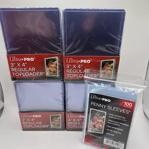Ultra Pro Regular Toploaders 35pt - 4 Packs of 25, 100 Total Toploaders with 100 Penny Sleeves Card baseball card