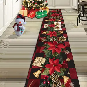 Golden Diamond Velvet Rug, Christmas Plaid Pattern Kitchen Bedroom Mat, Non-Fading, Easy Clean, Soft Comfort