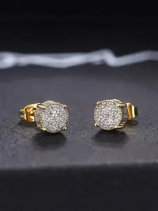 Men Cubic Zirconia Decor Stud Earrings