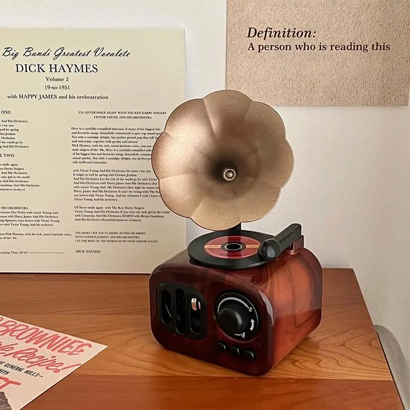 Vintage Phonograph-Style Music Box - 8 Classic Tunes, Perfect for Home Decor & Gifts, Ideal for Living Room, Bedroom, Office