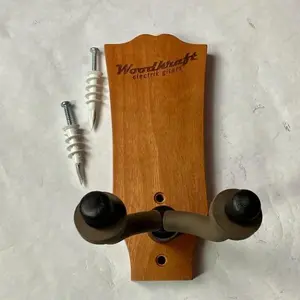 Woodcraft Electric Guitars Guitar And Bass Hanger – LP-Style Headstock Shape, Dark Stain Mahogany
