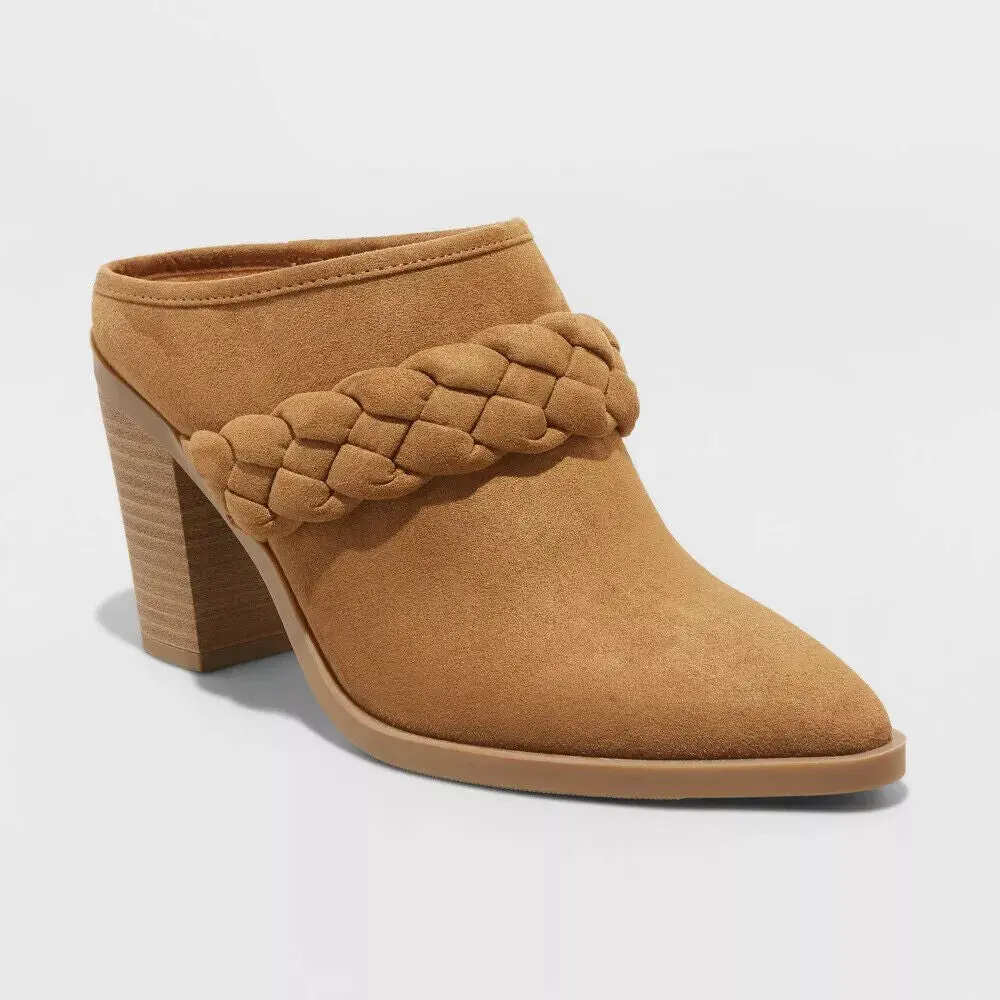 Women's Avis Heels - Universal Thread Cognac 7, Cognac Fashion Walking Shoes