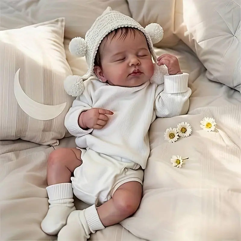 20 Inch Reborn Baby Dolls LouLou Girl Full Body Vinyl Realistic Newborn Baby Dolls Anatomically Correct Real Looking Baby Doll with Rooted Hair