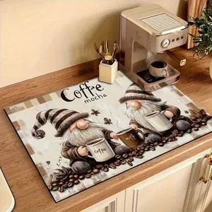 Coffee Theme Kitchen Mat, 1 Count Non-slip Kitchen Placemat, Absorbent Coffee Table Mat, Coffee Machine Mat, Kitchen Decor Accessories, Housewarming Gift