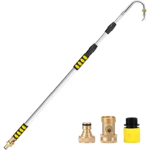 24FT Reach Gutter Cleaning Tools from The Ground, Telescoping Rain Gutter Cleaner Tool, Gutters Cleaning Wand, Gutters Cleaning Hose Attachment & Connection Adapter